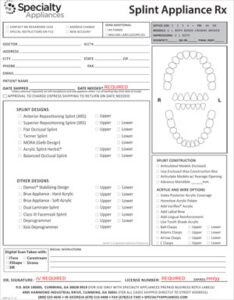 RX Sheet Splints Specialty Appliances